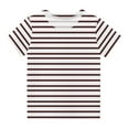 thumbnail image 1 of Lilgiuy Boys Girls Rainbow Striped Shirts for Toddler Summer Casual Patchwork Short Sleeve T-Shirts O-Neck Tops Holiday Gifts(Brown,4-5 Years), 1 of 4