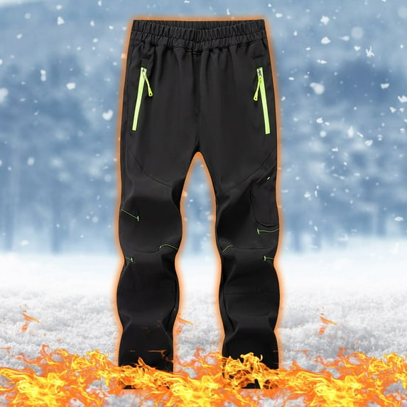 Lilgiuy Boys Girls Snow Ski Pants Fashion Plush Solid Color Keep Warm Windproof Water Proof Outdoor Hiking Snowboarding Pants Gifts for Your Children