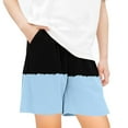 thumbnail image 1 of Lilgiuy Boys Girls Summer Shorts 2024 New Color Block Elastic Waist Pocketed Casual Pants, Summer Loose Mid Waisted Shorts for School Party Vacation (Blue,11-12 Years), 1 of 4