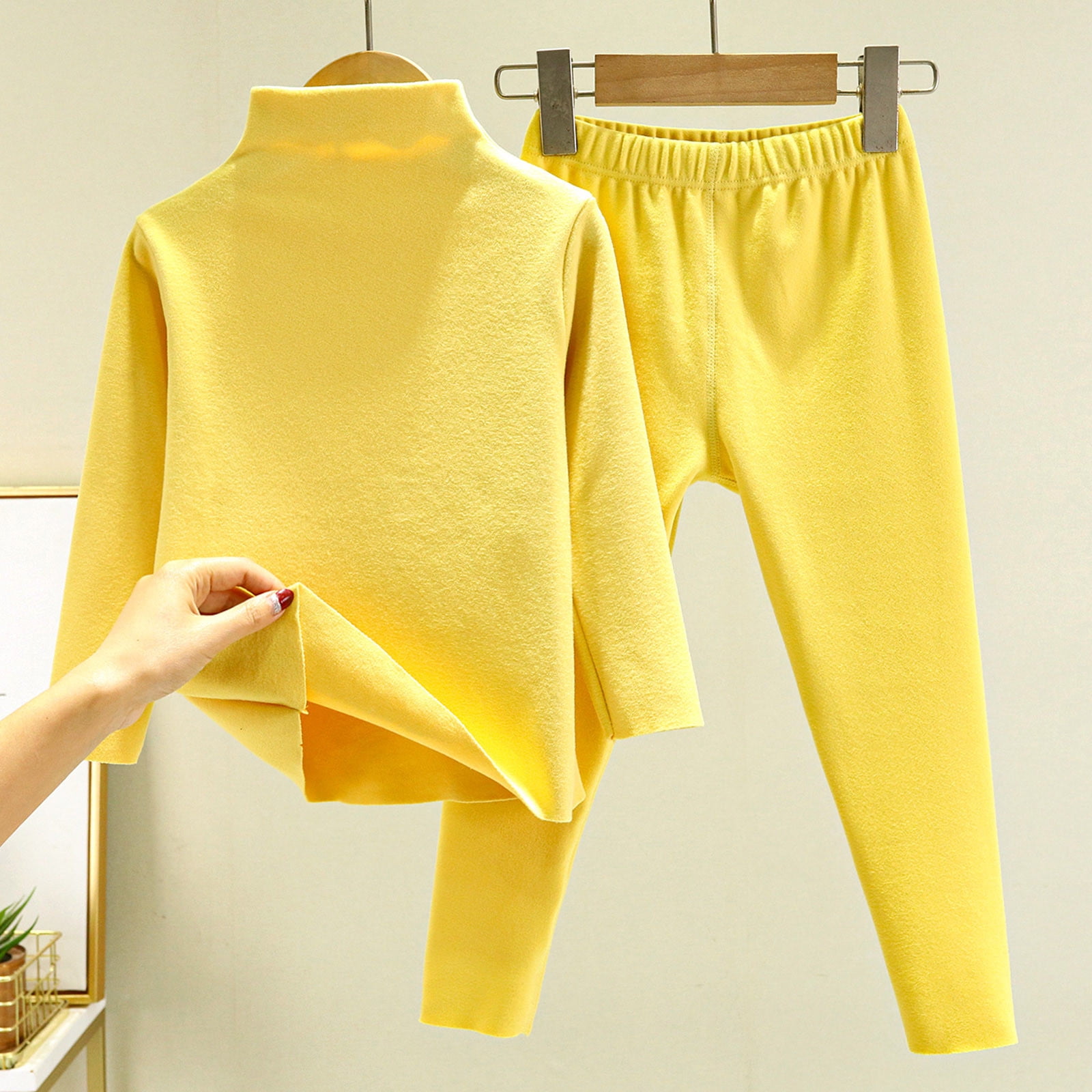 Lilgiuy Boys Girls Thermal Underwear Set Ultra Soft Thicken Warm Kids Long Johns Top Bottom