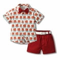 thumbnail image 1 of Lilgiuy Boys Hawaiian Short Outfit Short Sleeve Button Down Floral Shirts Shorts Shorts with Belt Tie Kids 4 Piece Summer Clothes, 1 of 5