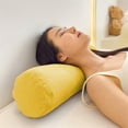 thumbnail image 1 of Lilgiuy Breathable Pillowcase Neck Roll Bolster Pillow Cover, Solid Color Cylindrical Pillow Cover Neck Back Lumbar Leg Pillow Cover Round Pillow Cover (Yellow, 23.62x5.91in), 1 of 6