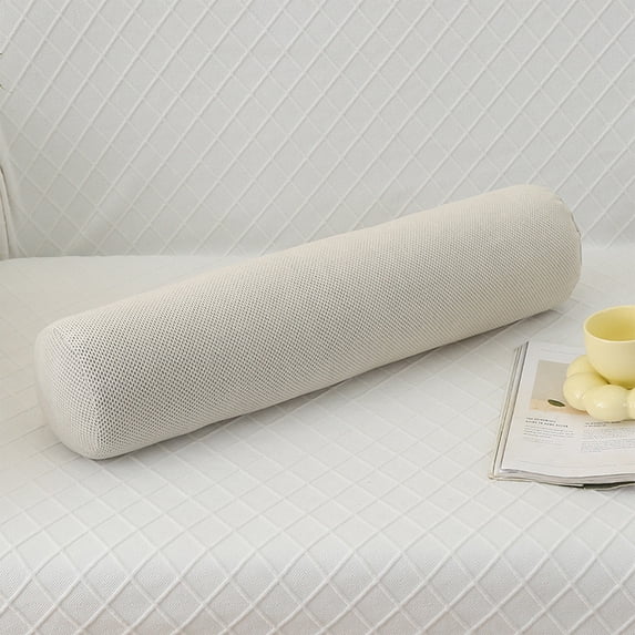 Lilgiuy Breathable Pillowcase Neck Roll Bolster Pillow Cover, Solid Color Cylindrical Pillow Cover Neck Back Lumbar Leg Pillow Cover Round Pillow Cover (White, 23.62x5.91in)