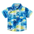 thumbnail image 1 of Lilgiuy Button Down Boy Shirt Vacation Shirts Beach Tropical Hawaiian Boys Party Holiday Casual Short Sleeve Thin Cool Shirts Streetwear (Blue,9-10 Years), 1 of 4