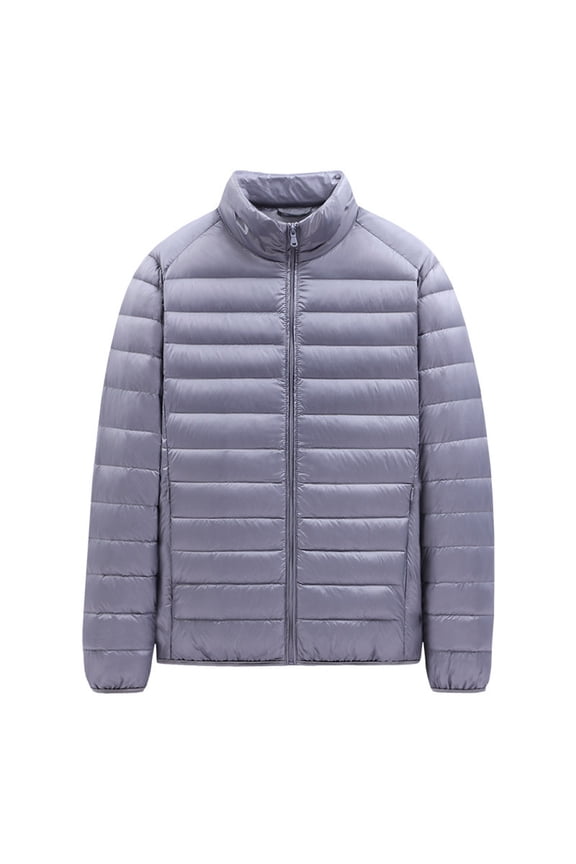 Casual Novelty New Men's Down Padded Jacket Lightweight Stand Collar Jacket Hoodless Casual Outwear Jackets for Cold Weather