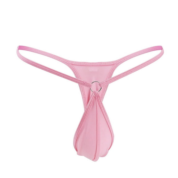 Lilgiuy Charming Mini Men's Thong Personality Hoop Fashion Low Waist T Pants Swimsuit Underwear Short Leg Health Underpants