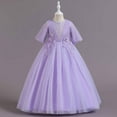 thumbnail image 1 of Lilgiuy Children Baby Girls Middle-aged Children's Embroidered Gauze Dress Princess Dress，Purple,11-12 Years Fall for 2022 Spring Winter, 1 of 5