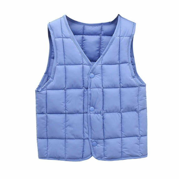 Lilgiuy Children Toddler Baby Clothes Autumn And Winter Baby Boys Girls Baby Button Cardigan Vest Down Cotton Vest Inside And Outside Wear Blue Sales