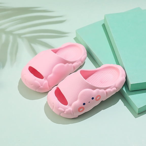 Lilgiuy Children's Slippers Indoor Bathroom Non-slip Water Leakage Drag Boys And Girls Cute Thick Soft Bottom Sandals Pink,20 Winter Clothes for 2022