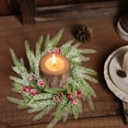 thumbnail image 1 of Lilgiuy Christmas Candle Rings Wreaths 10.24" Flocked Candle Rings Pine Branches, Red Berries, Pinecones Pillars Candle Rings Christmas Table Centerpiece for Front Door Window Wall Decor, 1 of 6