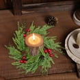 thumbnail image 1 of Lilgiuy Christmas Candle Rings Wreaths 10.24" Flocked Candle Rings Pine Branches, Red Berries, Pinecones Pillars Candle Rings Christmas Table Centerpiece for Front Door Window Wall Decor, 1 of 6