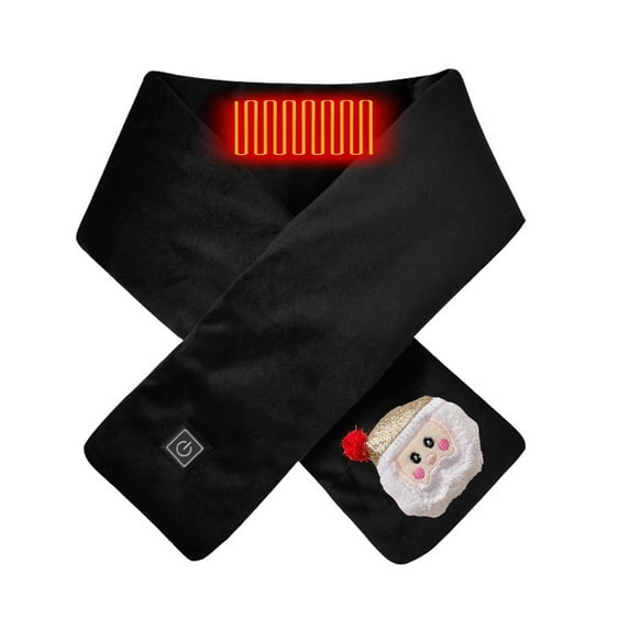 Lilgiuy Christmas Heated Scarf Neck And Shoulder Winter Cold Protection And Warmth Men And Women Scarf Massage Heating Scarf with Cute Santa Claus Pins for Skiing