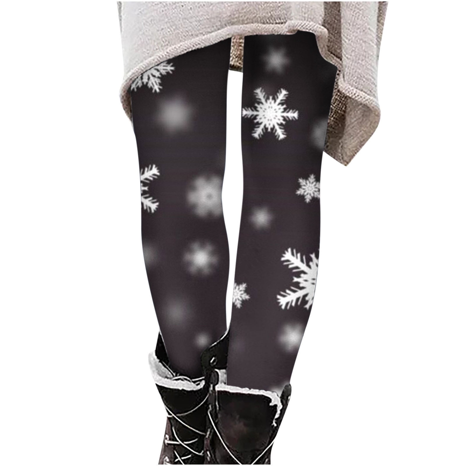 Lilgiuy Non See Through Leggings for Women Novelty Christmas Snowflake  Print Yoga Pants Fitness Joggers Tummy Control Leggings Gifts for Her Wine  (S-2XL) 