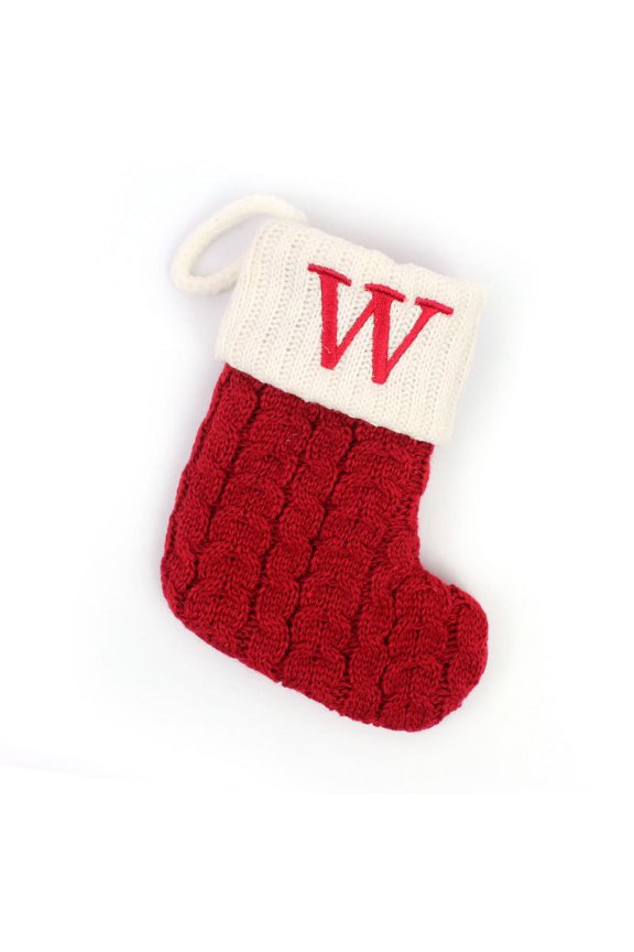 Lilgiuy Christmas Letter Printed Stocking Wool Pendant Christmas Decorations Gift Bag Socks