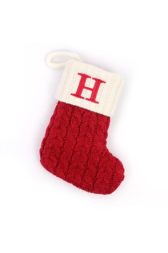 Lilgiuy Christmas Letter Printed Stocking Wool Pendant Christmas Decorations Gift Bag Socks