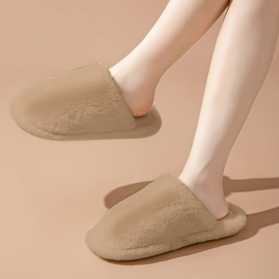 Lilgiuy Christmas Slippers for Women, A Pair of Lazy Slippers Curly Cozy Flat Slide Slippers Comfy Soft Non-Slip Warm Indoor and Outdoor House Shoes for Going Out