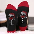 thumbnail image 1 of Lilgiuy Christmas Socks for Men and Women Winter Cotton Red Wine Cup Print Mid Tube Socks Ins Fashion Colored Breathable Socks, 1 of 2