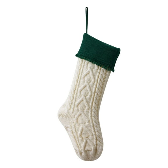 Lilgiuy Christmas Stockings 18.11 Inches Large Size Cable Knitted Stocking Gifts & Decorations for Family Holiday Xmas Party, Green