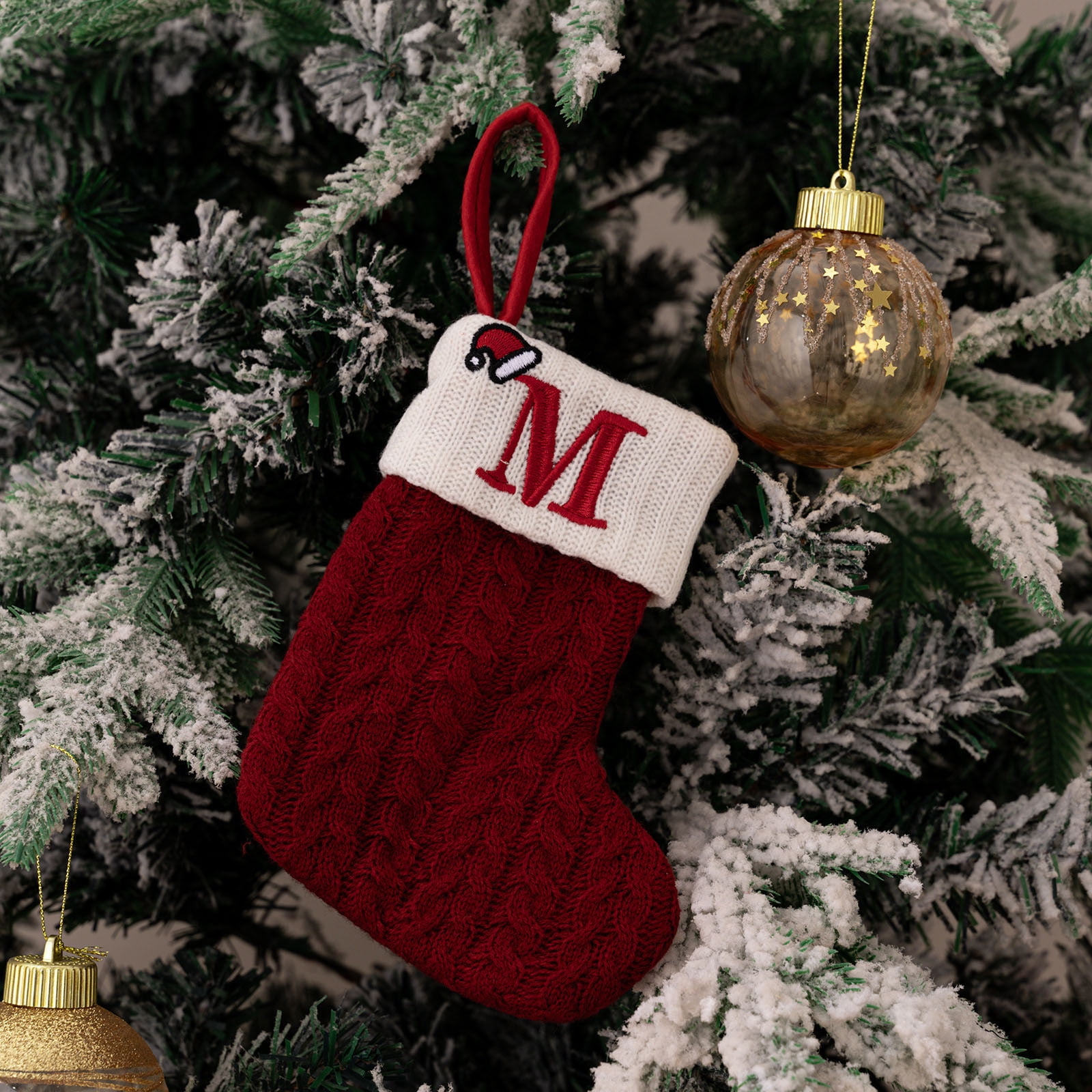 Lilgiuy Christmas Stockings Personalized Letter Knitted Christmas ...