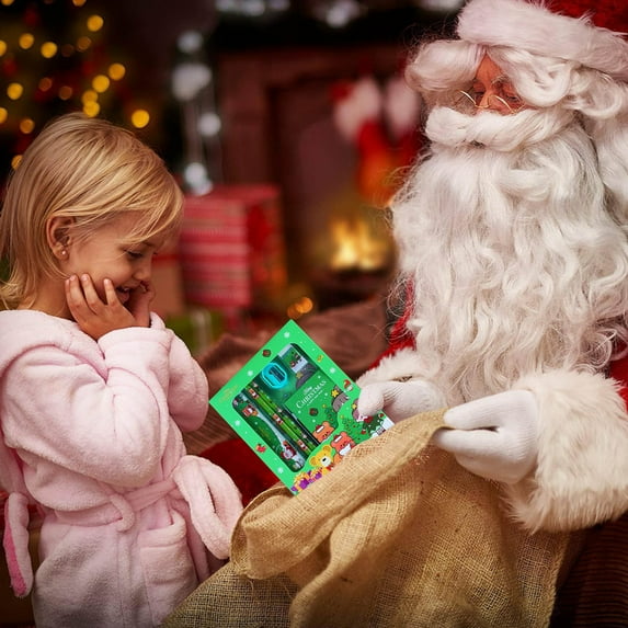 Lilgiuy Christmas Students Stationery Set, Prize Graduation Season Gift Cute Pencil Six In Stationery, Including 2 Pencils, 1 Pencil Sharpener, 1 Scale, 1 Eraser, 1 Pad, Fun Xmas Stationery