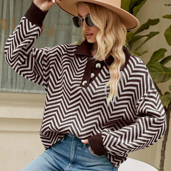 Lilgiuy Christmas Sweaters for Women Fashion Casual Color Long Sleeve V-Neck Sweater for Daily Life