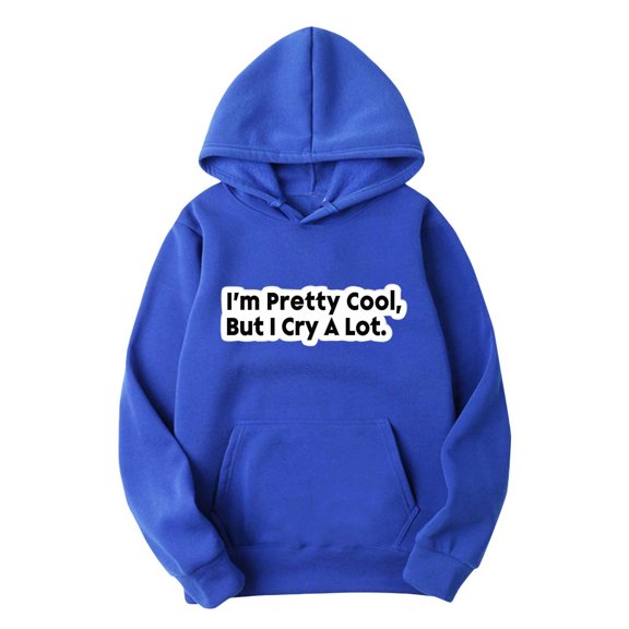 Lilgiuy Christmas Sweatshirt for Men Casual Solid Color Long Sleeve Crewneck Pretty Cool Letter Print Graphic Pullover Sweatshirt with Pockets for Cold Weather