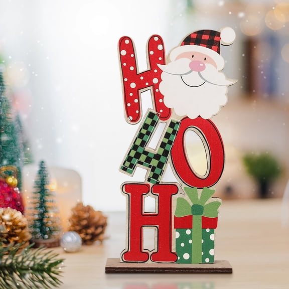 Lilgiuy Christmas Table Centerpiece Decorations, Wooden Xmas Snowman Santa Claus Gnome Table Decorations Signs, Merry Christmas Table Toppers for Holiday Home Party Indoor Decor, 6.69x3.54in