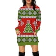 thumbnail image 1 of Lilgiuy Christmas Tree Long Sleeve Hoodie Sweatshirt Women Santa Printed Lightweight Pullover Tops Loose Xmas Dress Patchwork Blouse for New Year Thanksgiving, 1 of 4