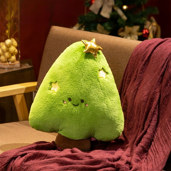 Lilgiuy Christmas Tree Pillow 3D Winter Christmas Tree Pillow Stuffed Plush Soft for Christmas Winter Party Outdoor Bedroom Cushion Decoration, 15.74in
