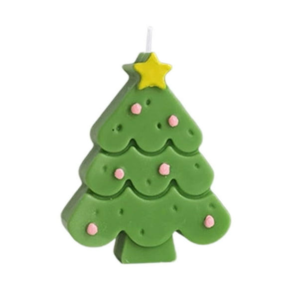 Lilgiuy Christmas Tree Shape Candles Cute Burning Unscented Wax Candles Christmas Tree Decor for Christmas Holidays Party Bedroom Table Decorations, 3.35x2.68in, Green