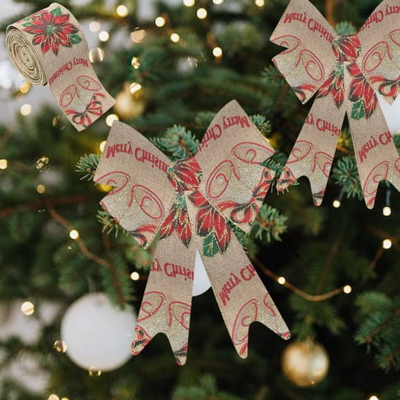 Lilgiuy Christmas Wired Edge Ribbons Cute Christmas Tree Snowman Pattern Wrapping Ribbon for Gift Wrapping Bow Wreath Party Home Decor, 78.74x2.48in