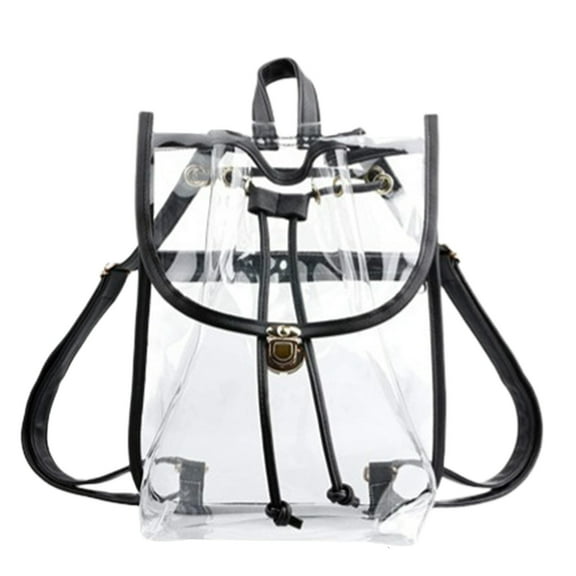 Lilgiuy Clear Drawstring Backpack, Black Heavy Duty Clear Backpack Stadium Security Approved Mini Gym Drawstring Bag for Gym, Concerts, Beach, 9.84"x5.1"x12.2"
