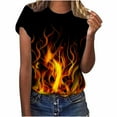 thumbnail image 1 of Lilgiuy Clearance under 5$ Women's Novelty Graphic Tees Flame Fire Print Pattern Tops Summer Casual Short Sleeve T-Shirt Loose Fit Basic Shirts D Orange, 1 of 8