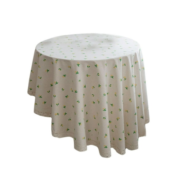 Lilgiuy Clearance 59.05 Inch Lace Round Tablecloth Lemon Print Tablecloth Small Fresh Rustic Tablecloths