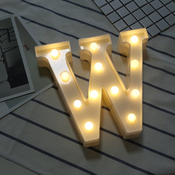 Lilgiuy Clearance Alphabet LED Letter Lights Light Up White Plastic Letters Standing Hanging W for Festival Decor