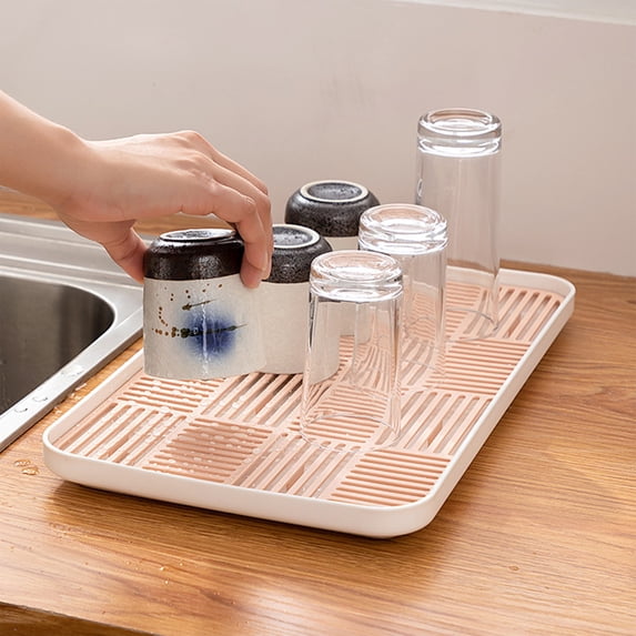 Lilgiuy Clearance Draining Board, Household Double Layer Dr-ain Tray, Kitchen Fruit and Vegetable Dish Storage Tray, Plastic Tea Tray