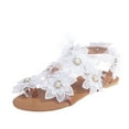 thumbnail image 1 of Honeeladyy Clearance under 5$ Summer Women's New Open Toe Lightweight Sunflower Three-Dimensional Flower Pearl Flat Sandals, 1 of 2