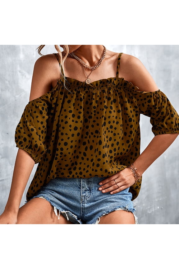 Cold Shoulder T Shirts For Women Hollow Out Short Sleeve Blouse Summer Suspenders Graphic Tee Loose Fit Tops Fall Clothes for 2022 Spring Winter