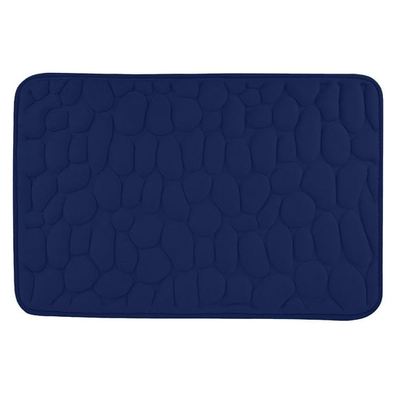 Lilgiuy Comfortable Memory Foam Bath Rug, Solid Color, Water Absorbent, Soft and Washable Floor Rug, Non-Slip Foot Mat for Shower Room and Bathroom, 15.75"×23.62", Dark Blue