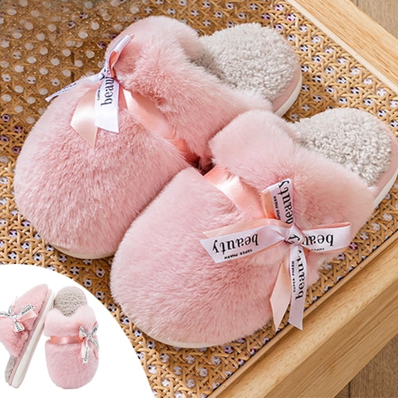 Lilgiuy Cotton Slippers for Women In Fall and Winter, Home Warm, Confinement, Cute Plush Slippers, Home Winter for Going Out