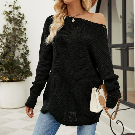 Lilgiuy Cute Fall Sweaters for Women Fashion Casual Color Long Sleeve Round-Neck Sweater for Outdoor Camping