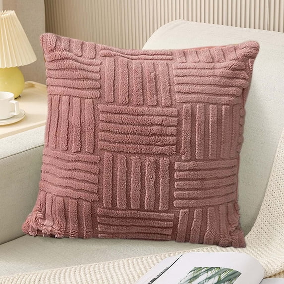 Lilgiuy Decorative Velvet Throw Pillow Covers, Solid Color Soft Plush Pleated Lightweight Comfortable Pillows for Living Rooms, Sofas, Couches, Chairs, Bedrooms, Offices, 18x18 in, Red