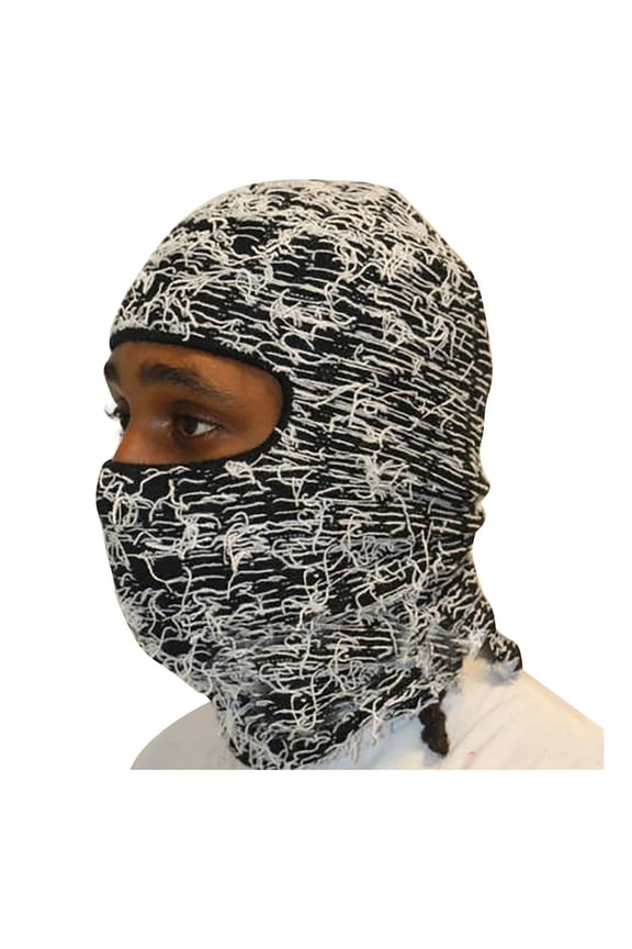 Distressed Balaclava Ski Mask for Men and Women, Full Face Knitted Balaclava Windproof Cool Ski Mask for Cold Weather (One Size)