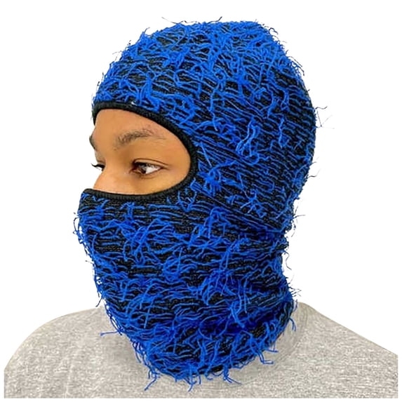 Lilgiuy Distressed Balaclava Ski Mask for Men and Women, Full Face Knitted Balaclava Windproof Cool Ski Mask for Cold Weather (One Size)