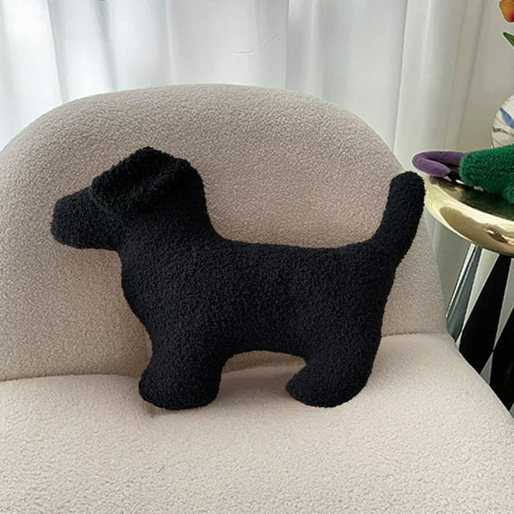 Lilgiuy Dog Shape Plush Pillow Dog Stuffed Plush Pillow 19 X 14 Inch Cute Large Dog Stuffed Cushion Toy Throw Pillow Gift for Children, Lovers, Family or Friends (Black)