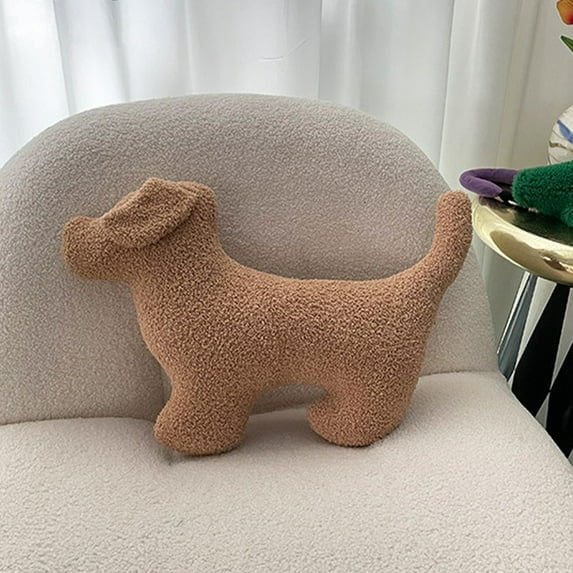 Lilgiuy Dog Shape Plush Pillow Dog Stuffed Plush Pillow 19 X 14 Inch Cute Large Dog Stuffed Cushion Toy Throw Pillow Gift for Children, Lovers, Family or Friends (Khaki)