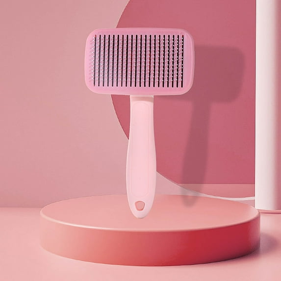 Lilgiuy Dogs Self Cleaning Slicker Brush for Grooming & Exfoliating Short Long Haired Pets, Removing Loose Fur, Undercoat, Mats, Tangled for Large Medium Small Sensitive Skin of Cats, Pink
