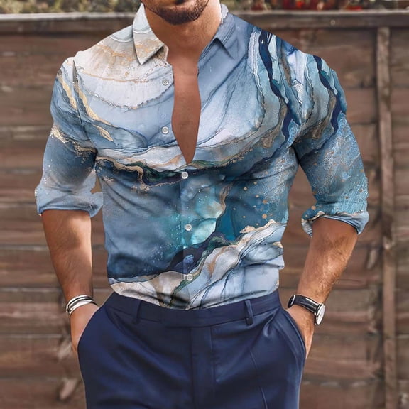 Lilgiuy Dress Shirts for Men Casual Fashion Whole Colored Turn-down Collar Button Long Sleeve Business Shirt Blouse Gifts for Your Family or Friends