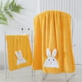 thumbnail image 1 of Lilgiuy Easter Bunny Bath Towels Set, Cute Bunny Cotton Embroidered Soft Bathroom Towels, Spring Rabbit Absorbent Bath Towels Set for Gym Sport Shower Beach (1 Bath Towel, 1 Hand Towel), Yellow, 1 of 6
