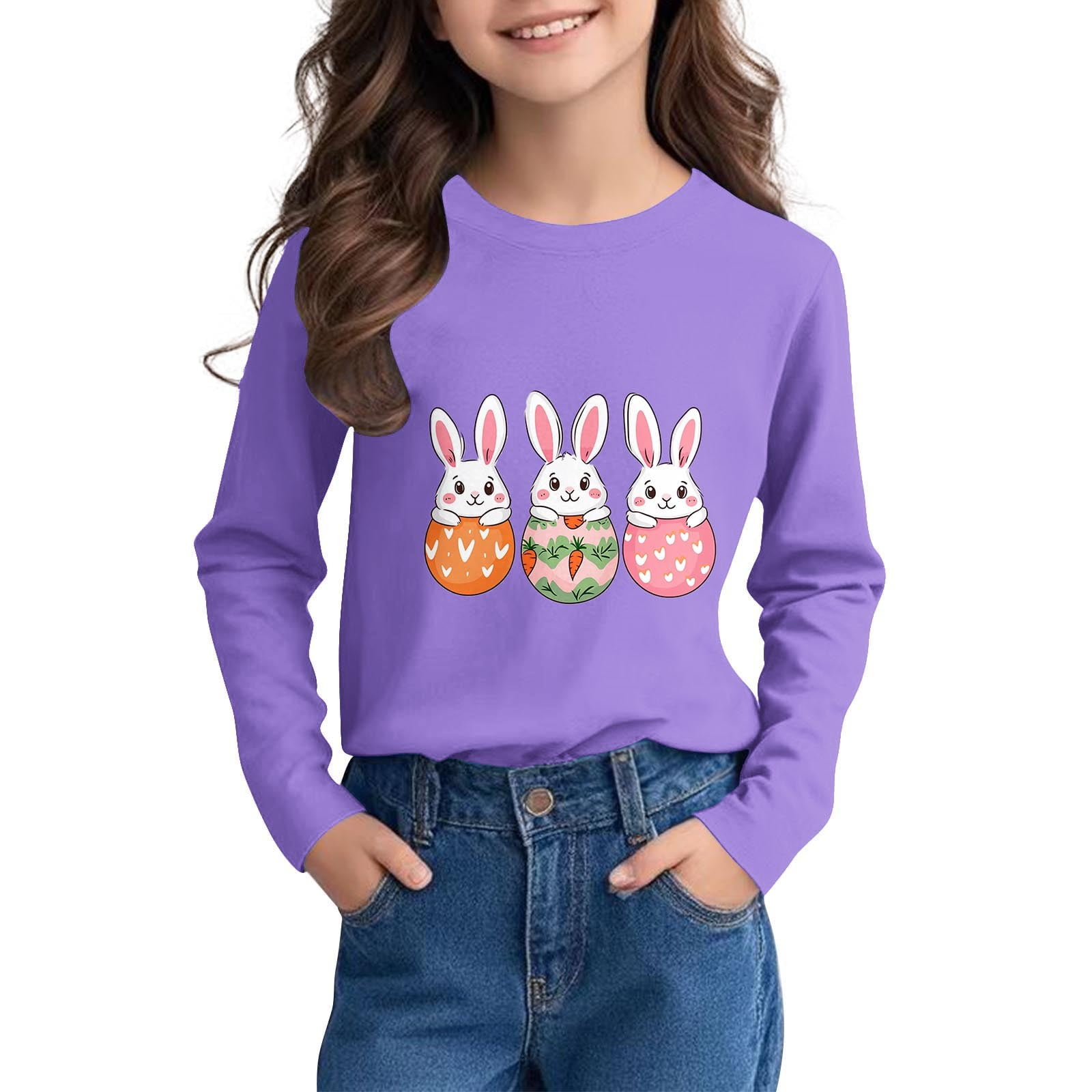 Lilgiuy Easter Bunny Shirt for Toddler Girls Boys Eggs Cute Rabbit Long ...
